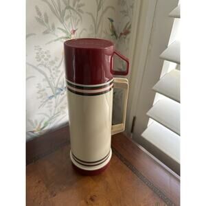 Vintage Aladdin Insulated Bottle Cup Pint Tan Hot Cold Beverage Made in USA